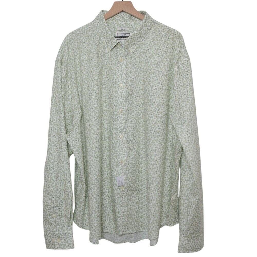 Jos. A Bank Men’s Sz 4XB Slim Fit Long Sleeve Buttoned Down Green Floral Novelty